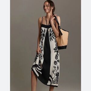 Farm Rio Midi sleeveless square neck floral slim fit. Anthropologie.